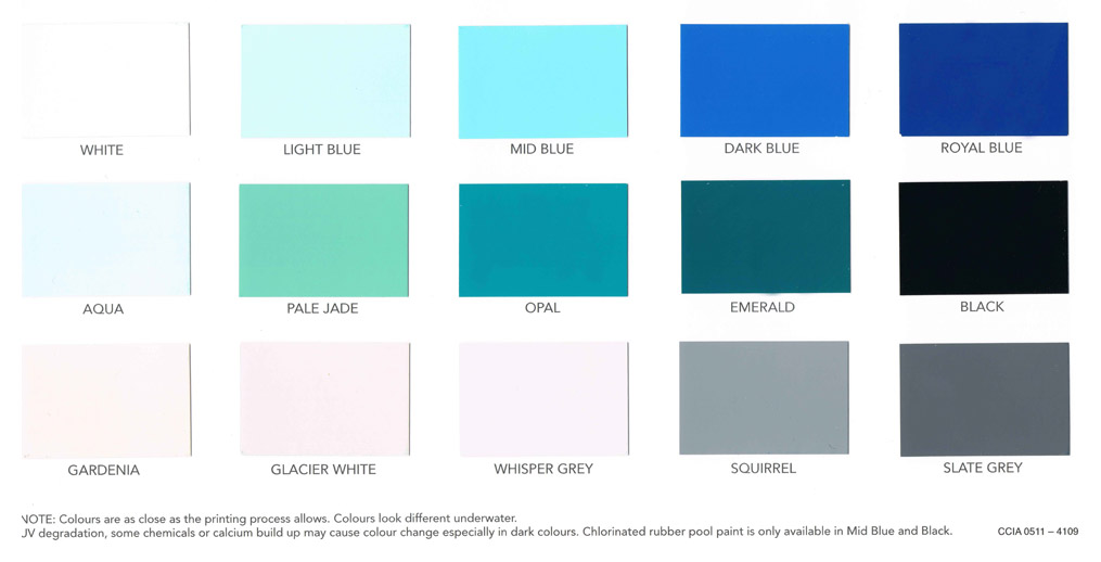 Epoxy Pool Paint Color Chart